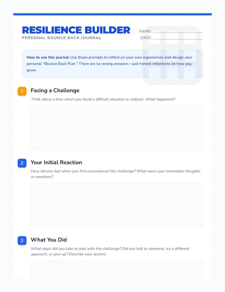 Resilience Builder Prompts Journal