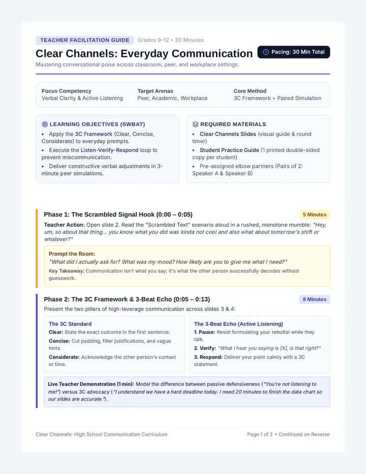 Clear Channels Lesson Plan