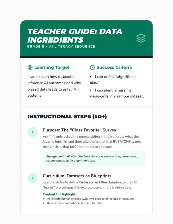 Data Ingredients Teacher Guide