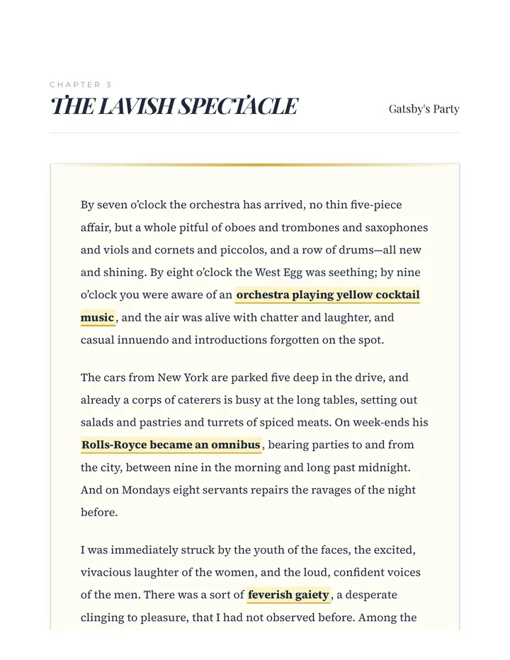 Chapter 3 Excerpt Gatsby's Party
