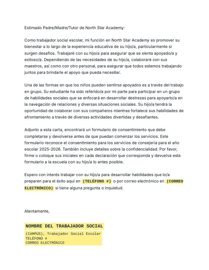 Formulario de Consentimiento de Consejería