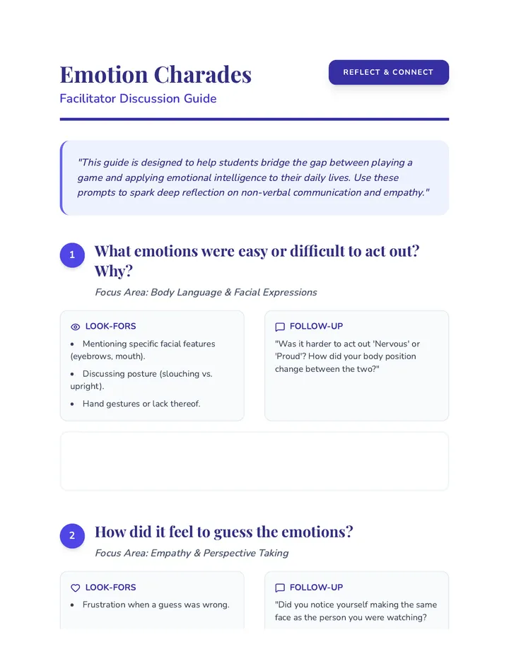 Emotion Charades Discussion Guide