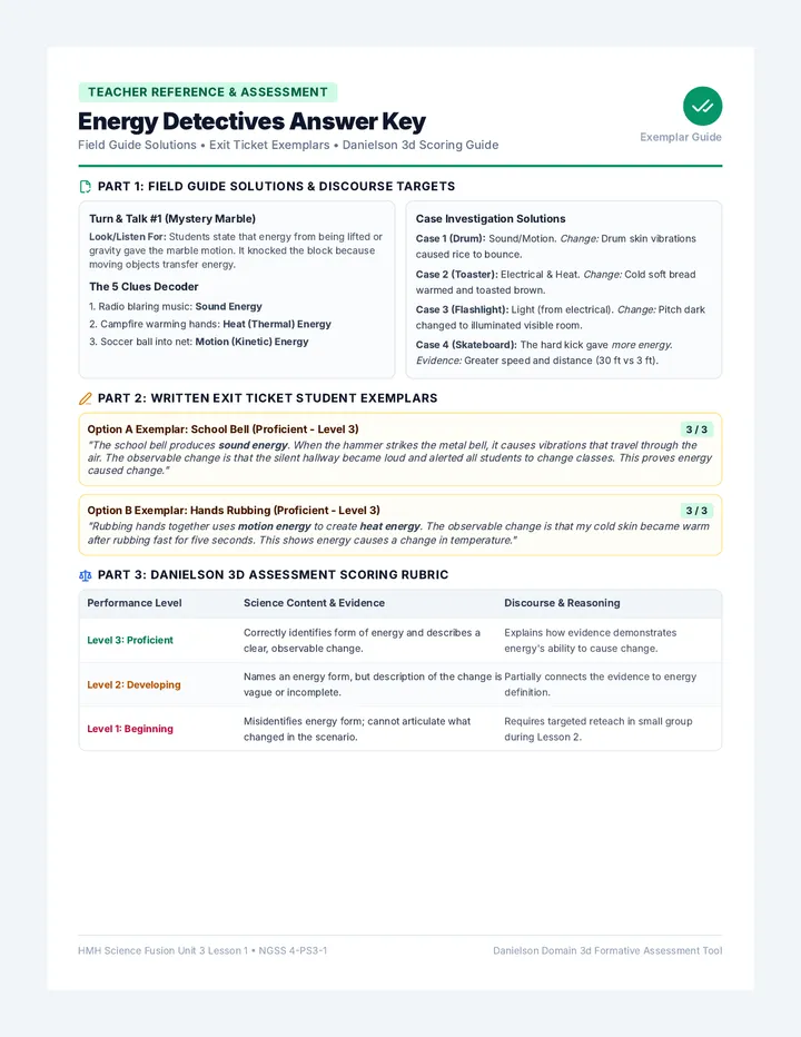 Energy Detectives Answer Key