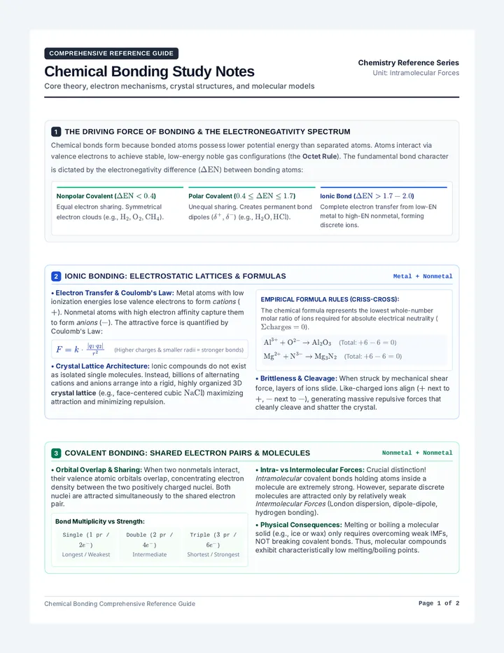 Chemical Bonding Study Notes