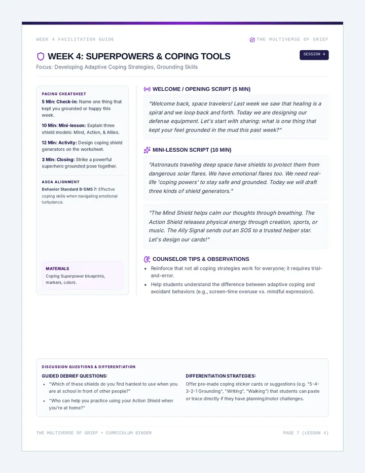 Coping Superpower Counselor Guide