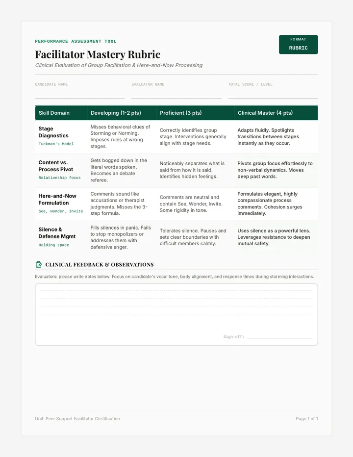Facilitator Mastery Rubric