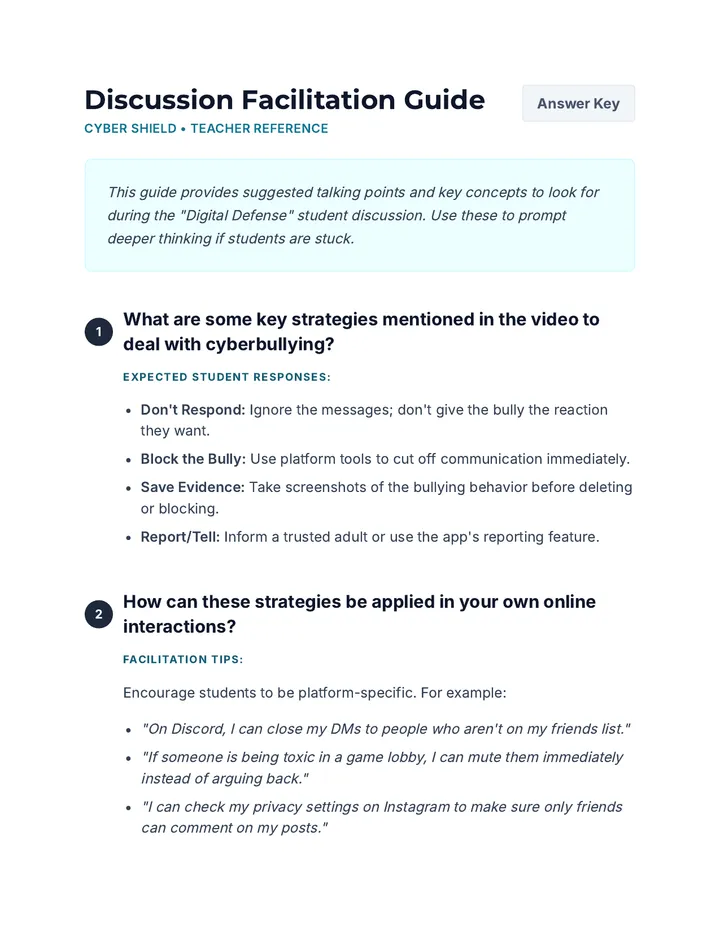Digital Defense Discussion Answer Key