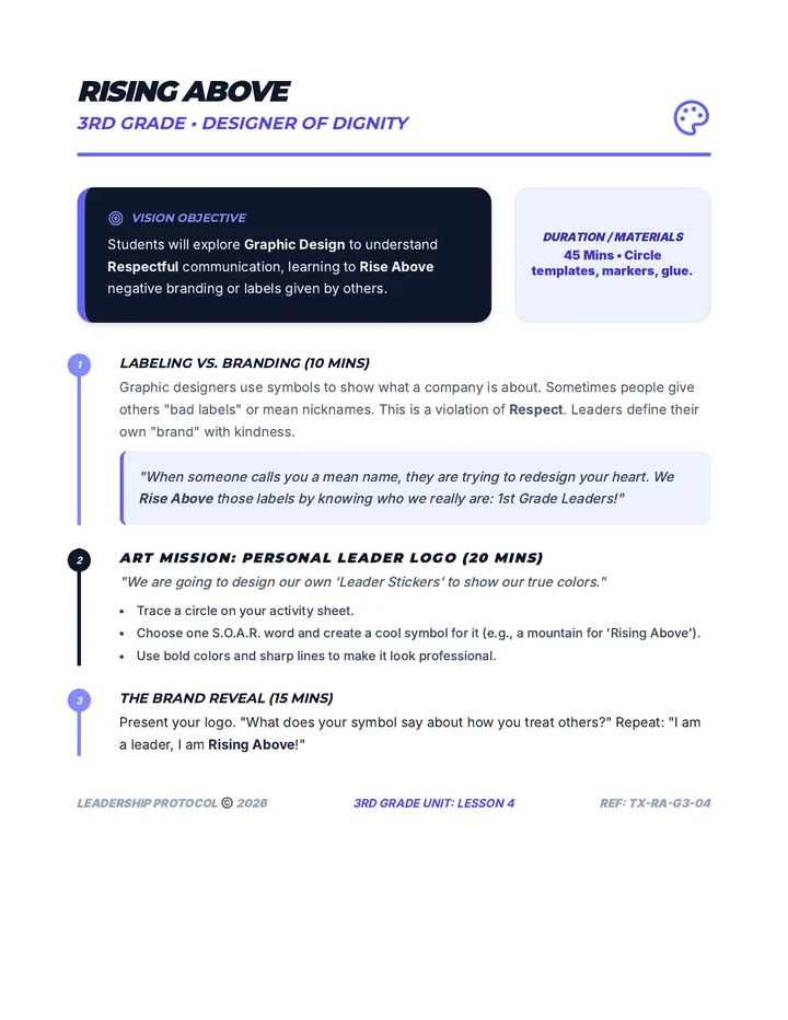 Rising Above Designer Teacher Guide
