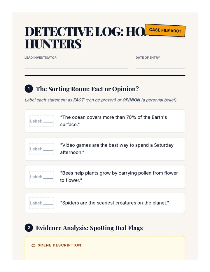 Hoax Hunters Worksheet