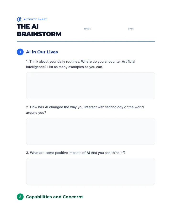 The AI Brainstorm Discussion Handout