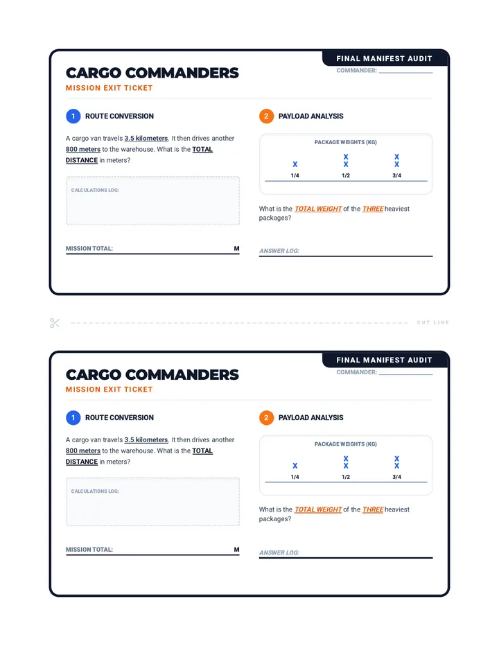 Cargo Commanders Exit Ticket