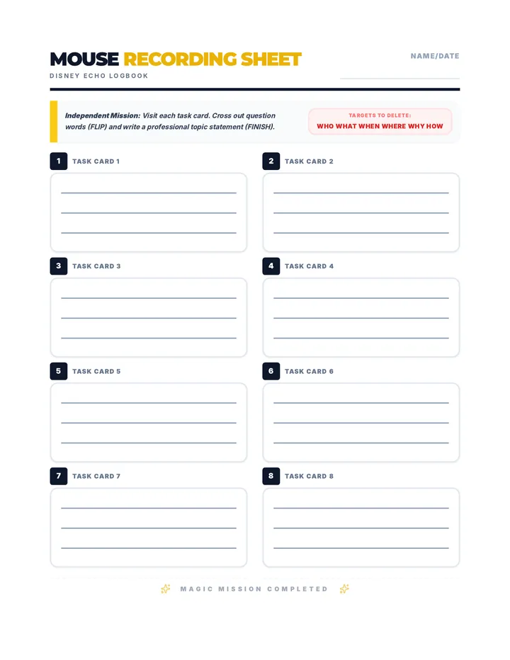 Mouse Missions Recording Sheet