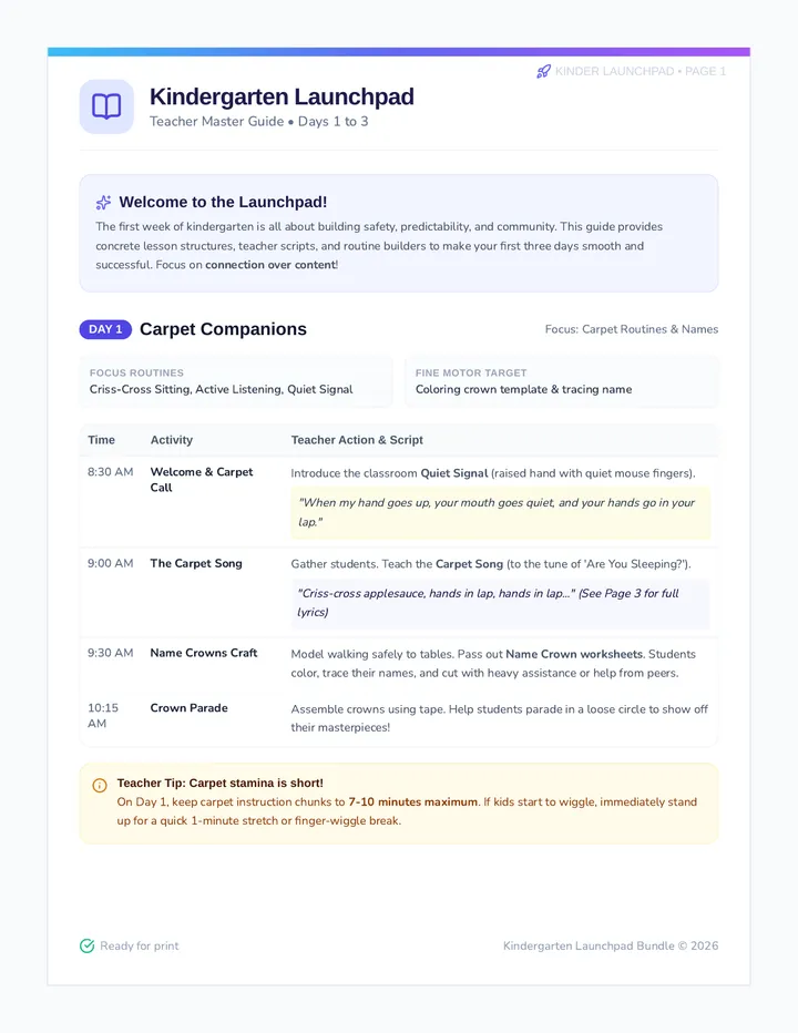 First Week Teacher Guide