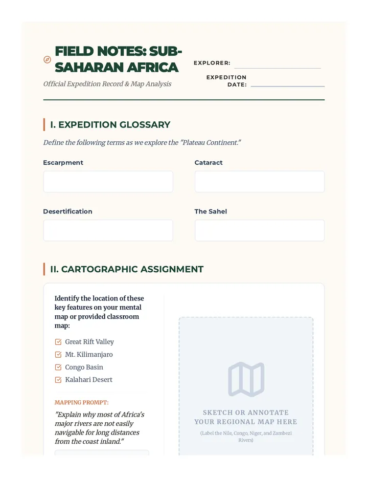 Field Notes Worksheet