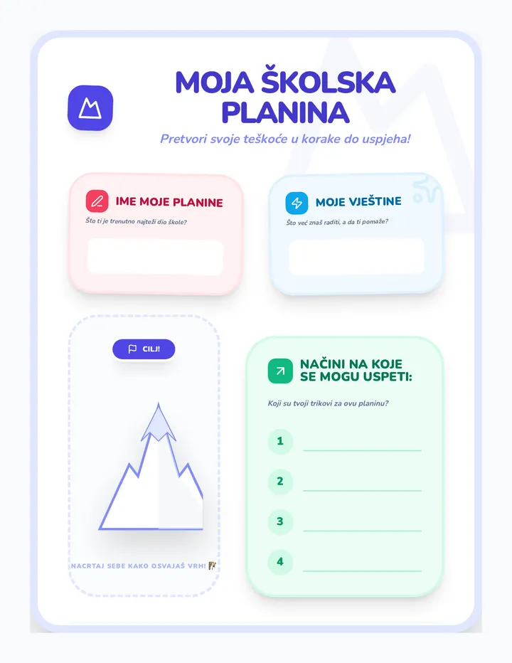 Moja Školska Planina Radni List