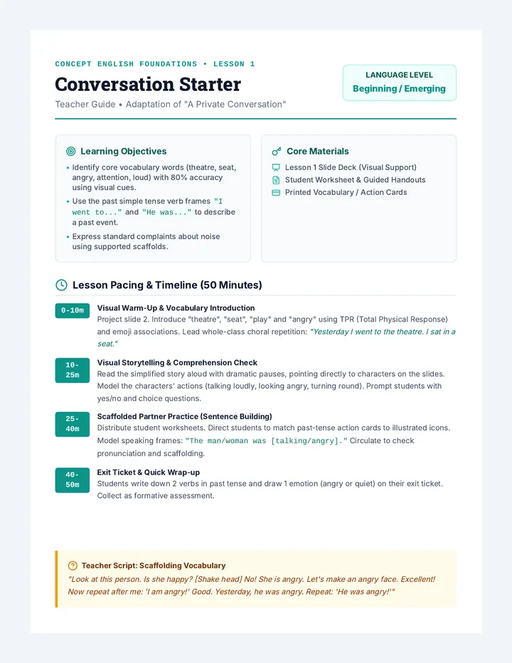 Conversation Starter Teacher Guide