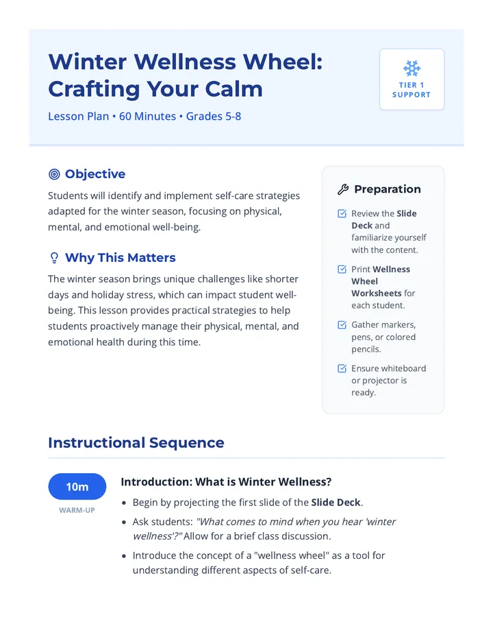 Winter Wellness Lesson Plan