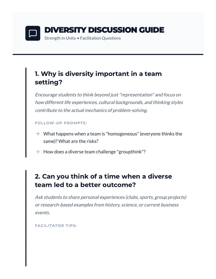 Diversity Discussion Questions Guide