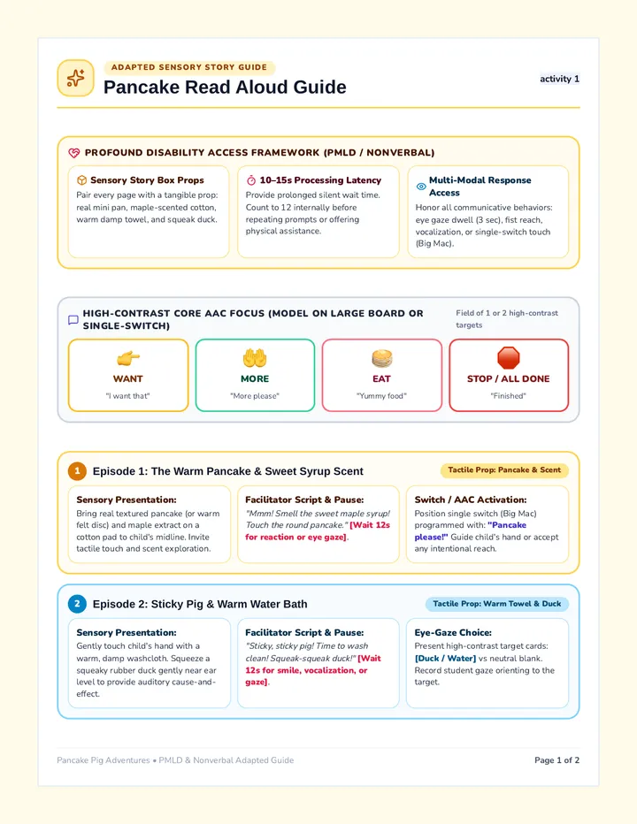 Pancake Sensory Story Guide