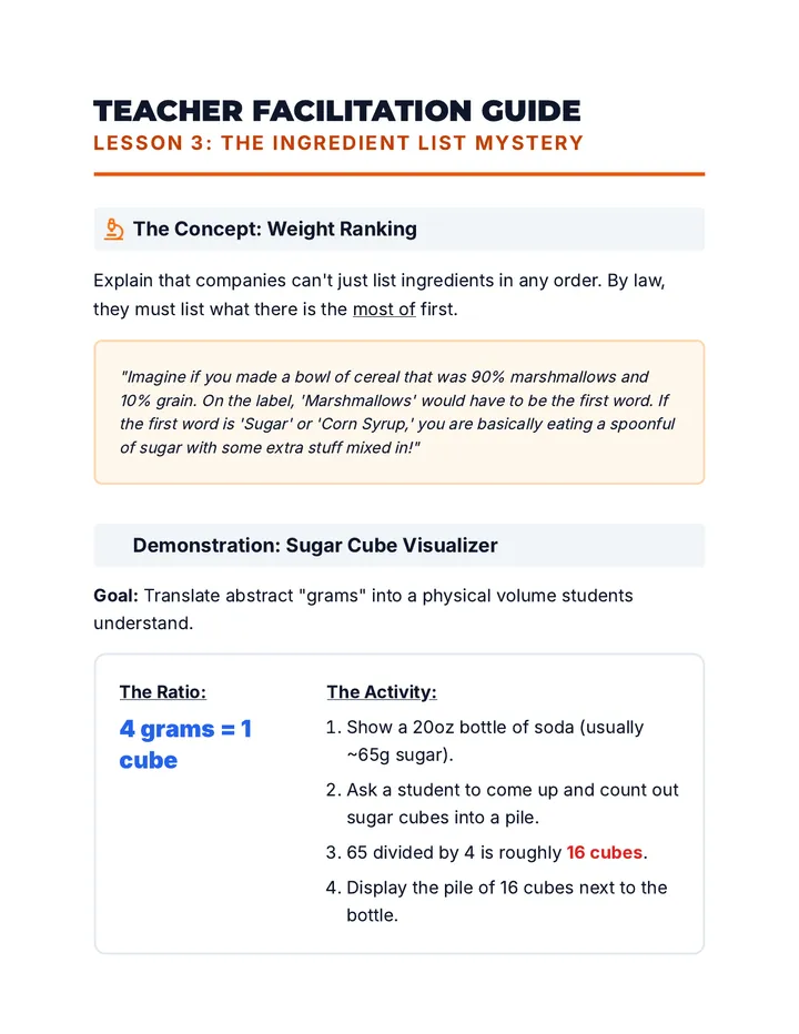 Sugar Hunt Teacher Guide