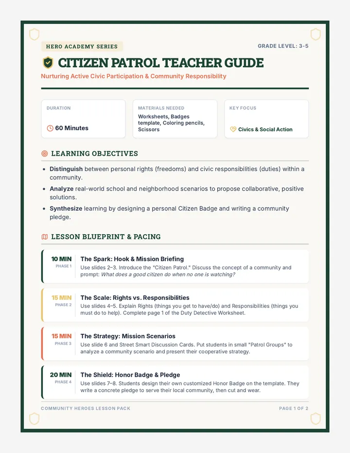 Citizen Patrol Teacher Guide