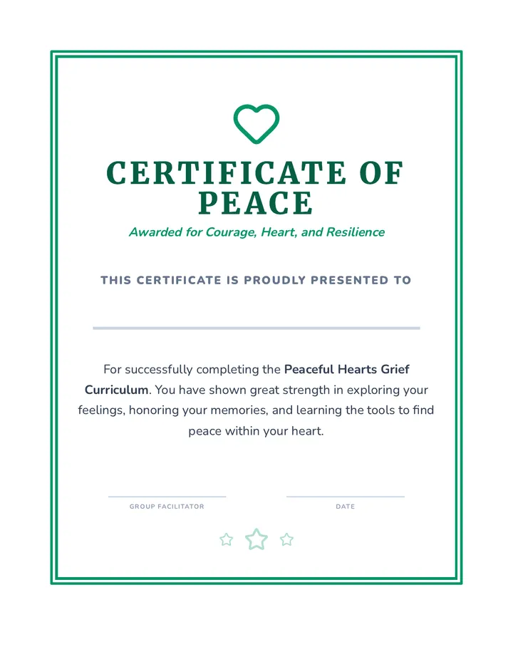 Peaceful Heart Certificate