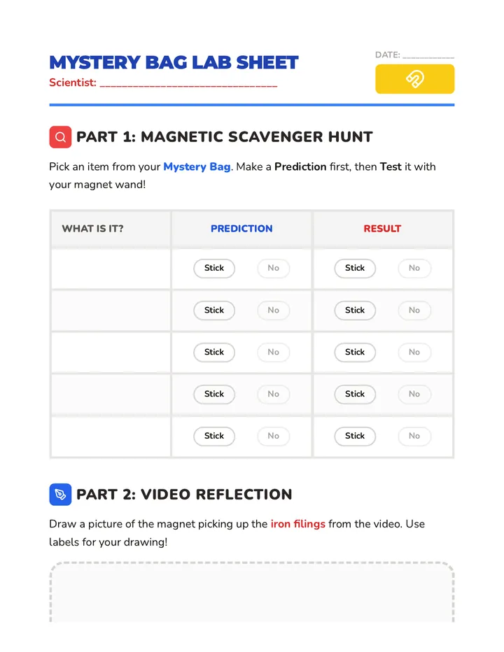 Mystery Bag Lab Sheet
