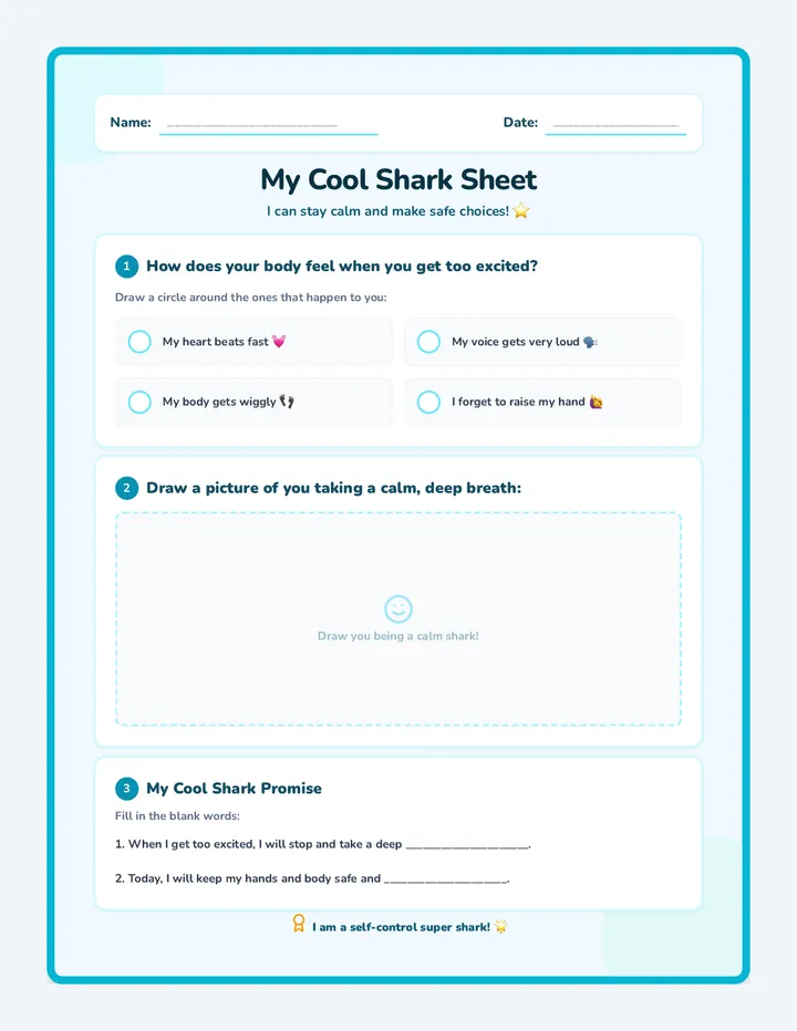Cool Shark Reflection Worksheet