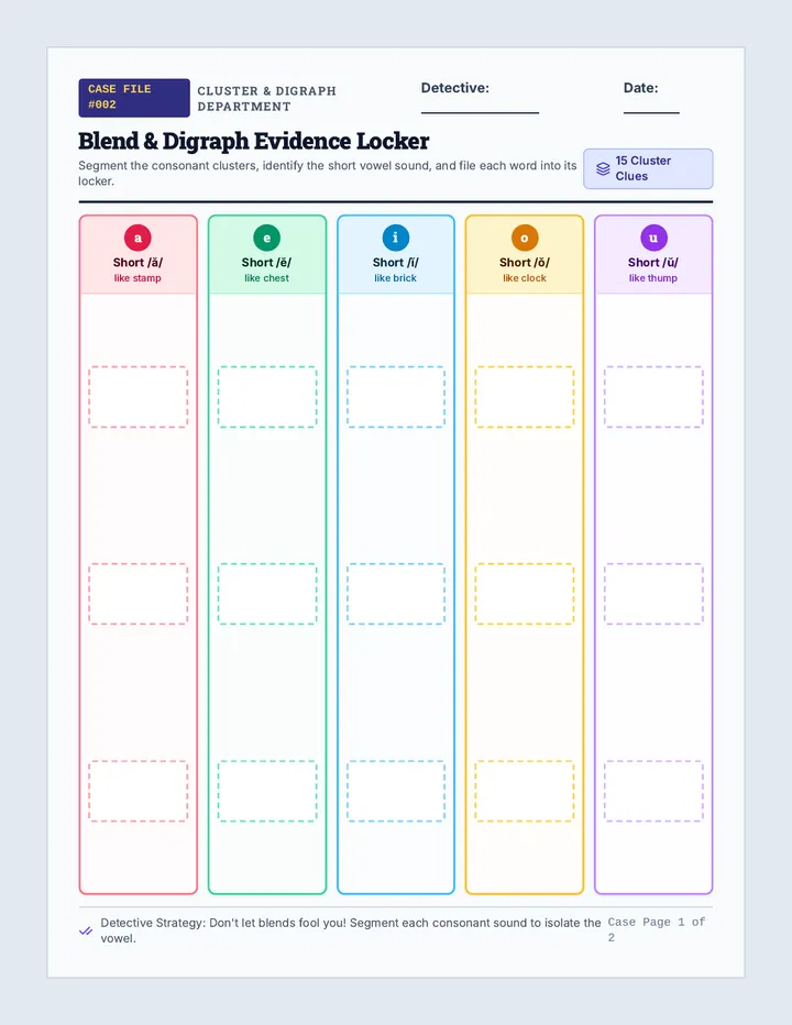 Blend Digraph Sort Worksheet