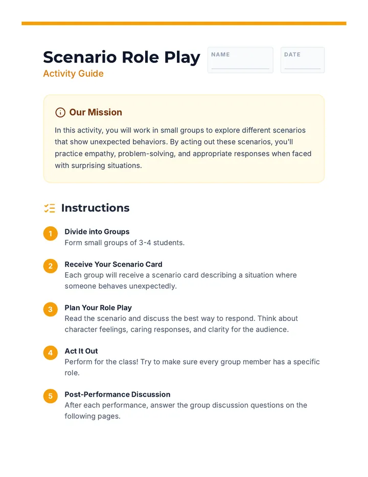 Scenario Role Play Worksheet