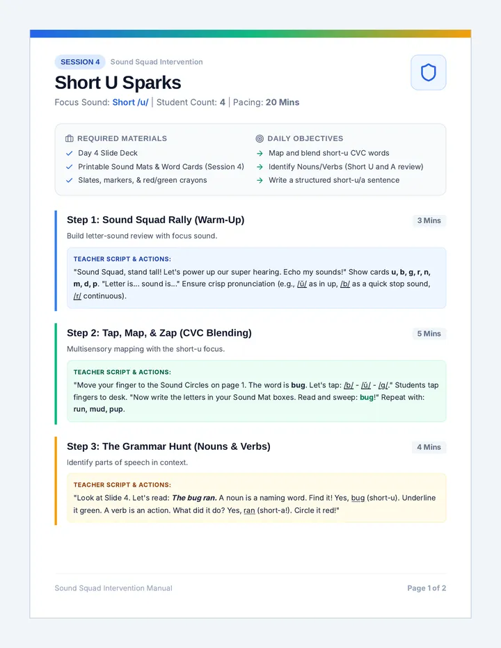Short U Teacher Guide