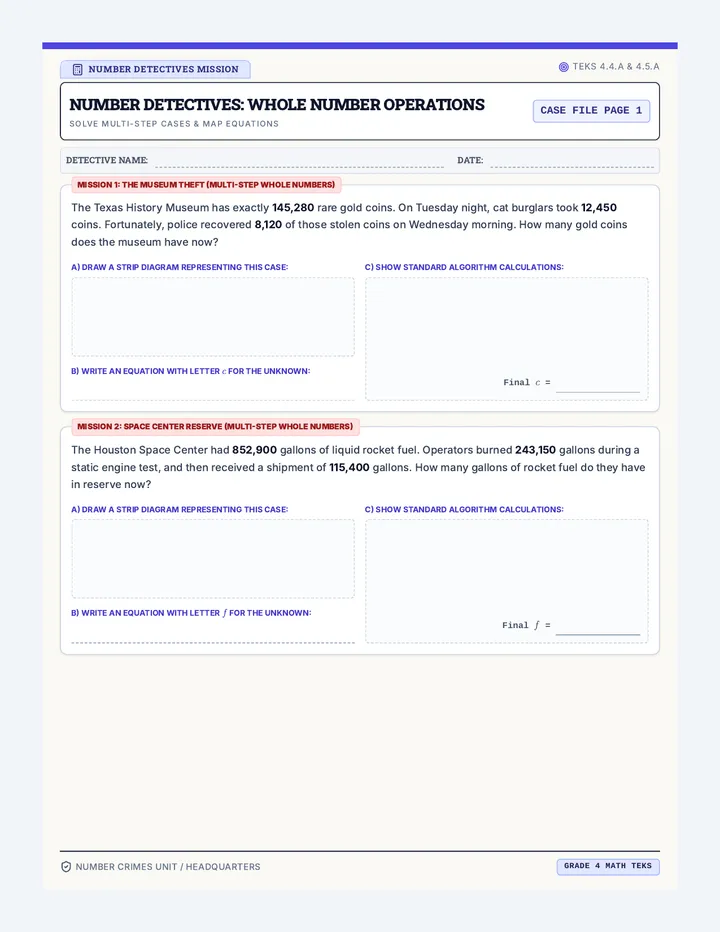 Number Detectives Worksheet