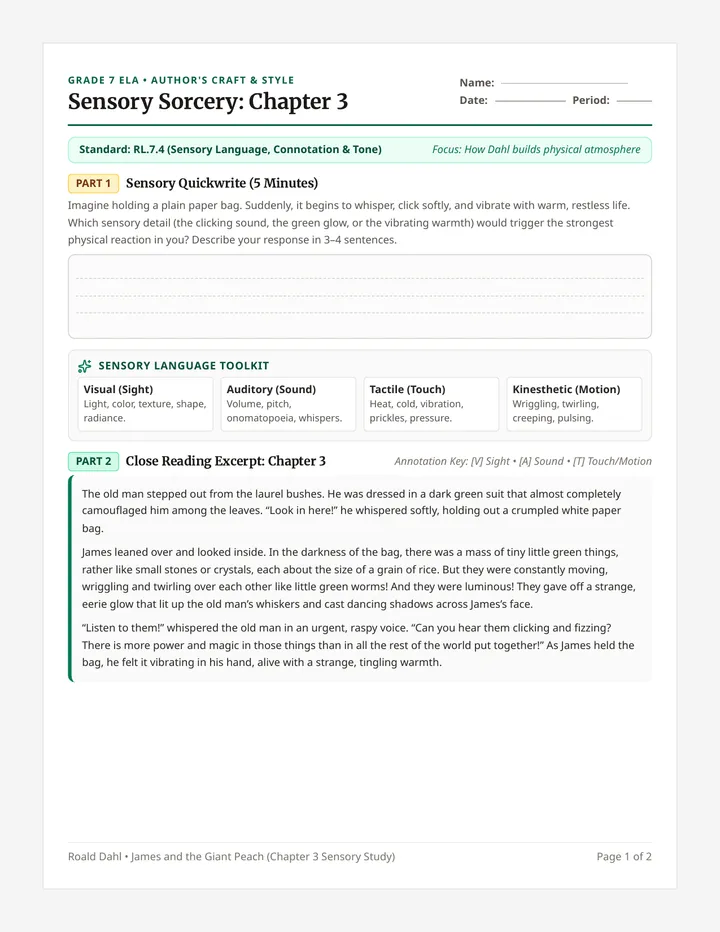 Green Sparks Worksheet