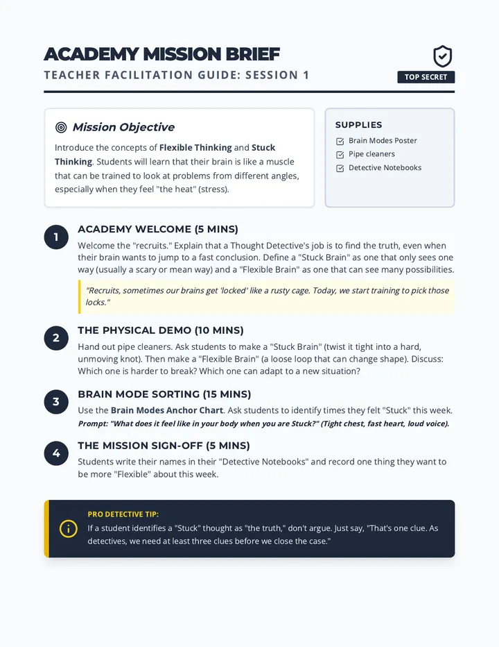 Academy Mission Brief Guide Teacher Resource