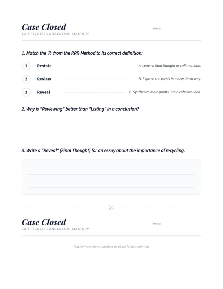 Case Closed Exit Ticket