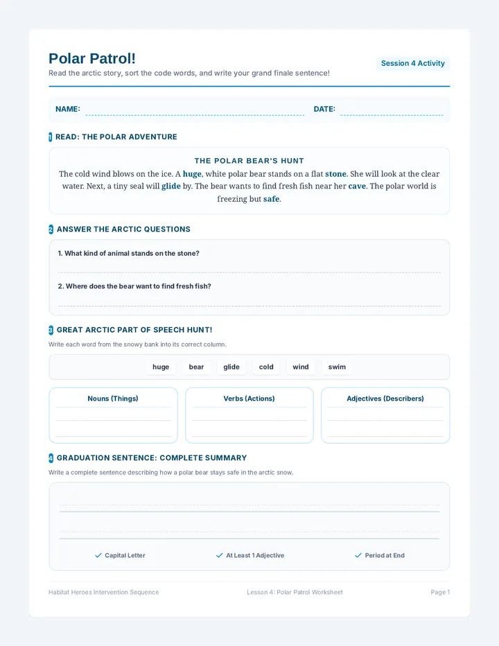 Polar Patrol Worksheet