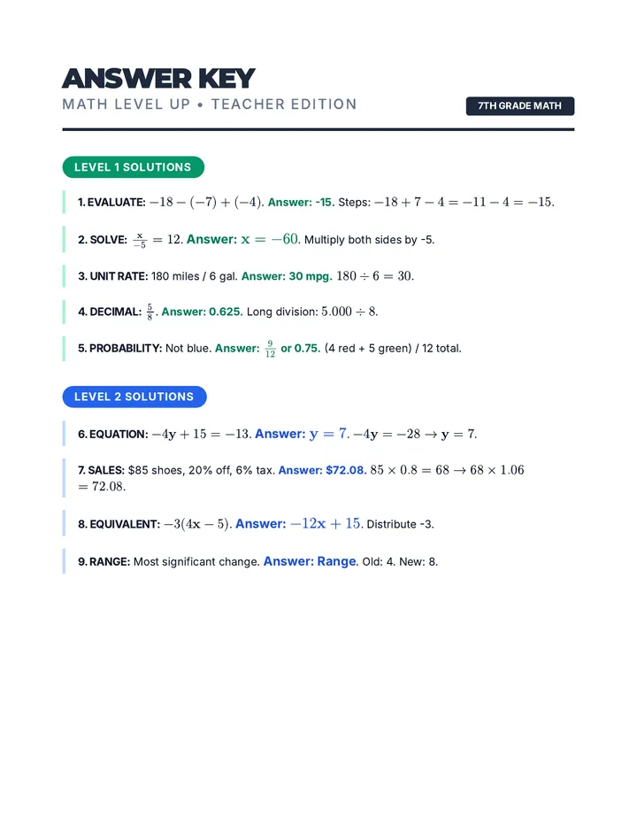 Level Up Answer Key Refined