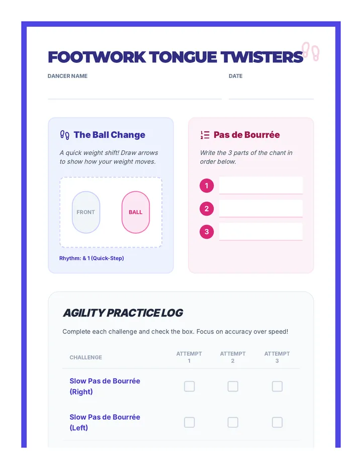 Footwork Patterns Worksheet