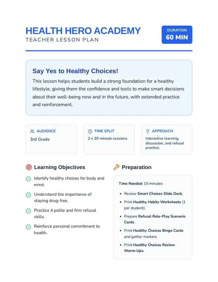 Health Hero Lesson Plan