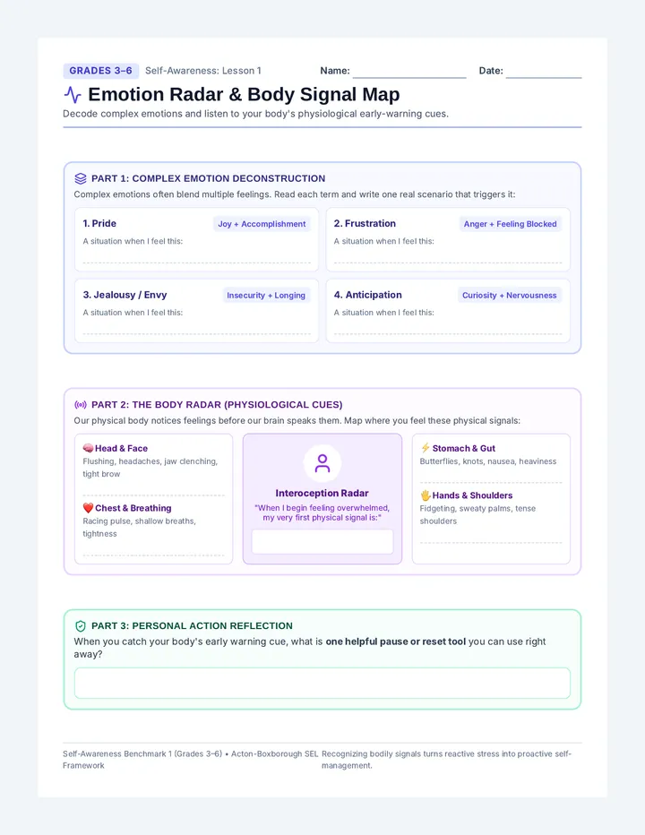 Emotion Radar Intermediate Worksheet