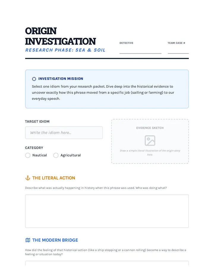 Origin Investigation Worksheet