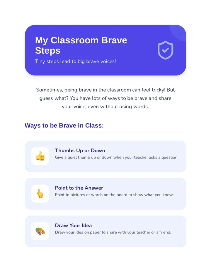 My Classroom Brave Steps Worksheet