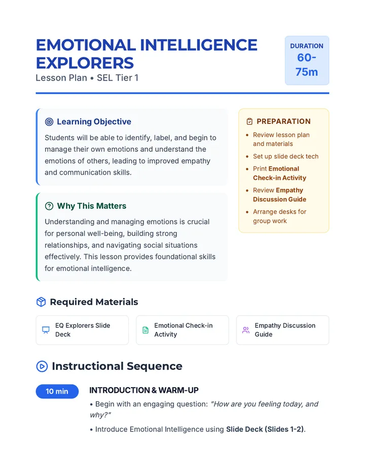Emotional Intelligence Explorers • Lesson • Lenny.com