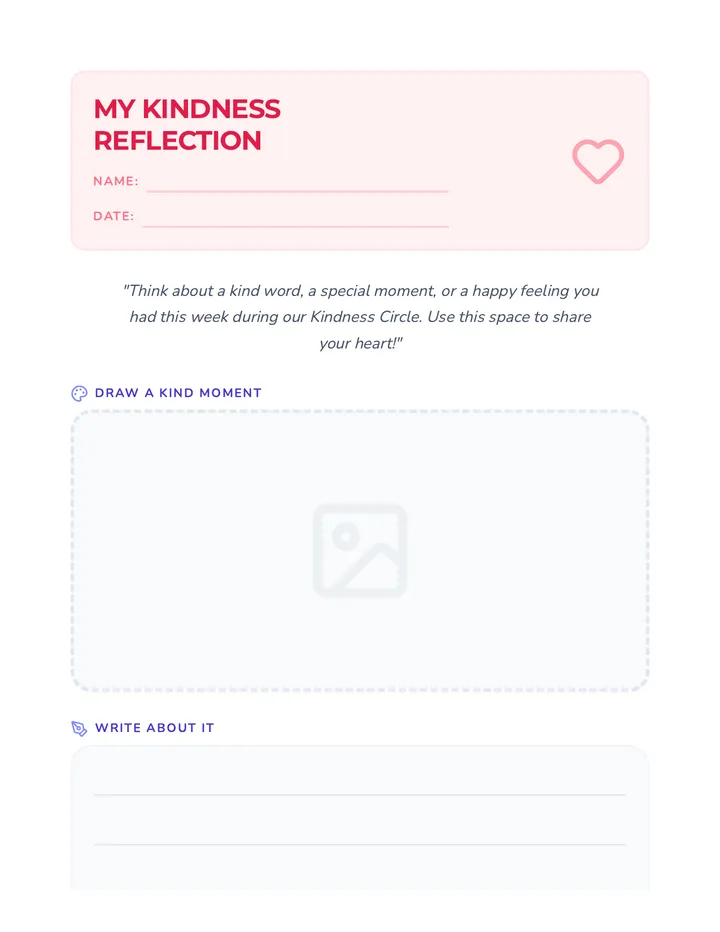 Kindness Circle Cool Down Reflection Sheet Document