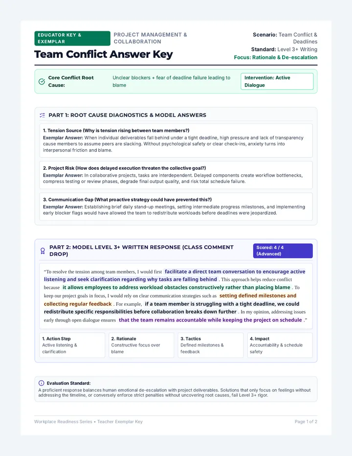 Team Conflict Answer Key