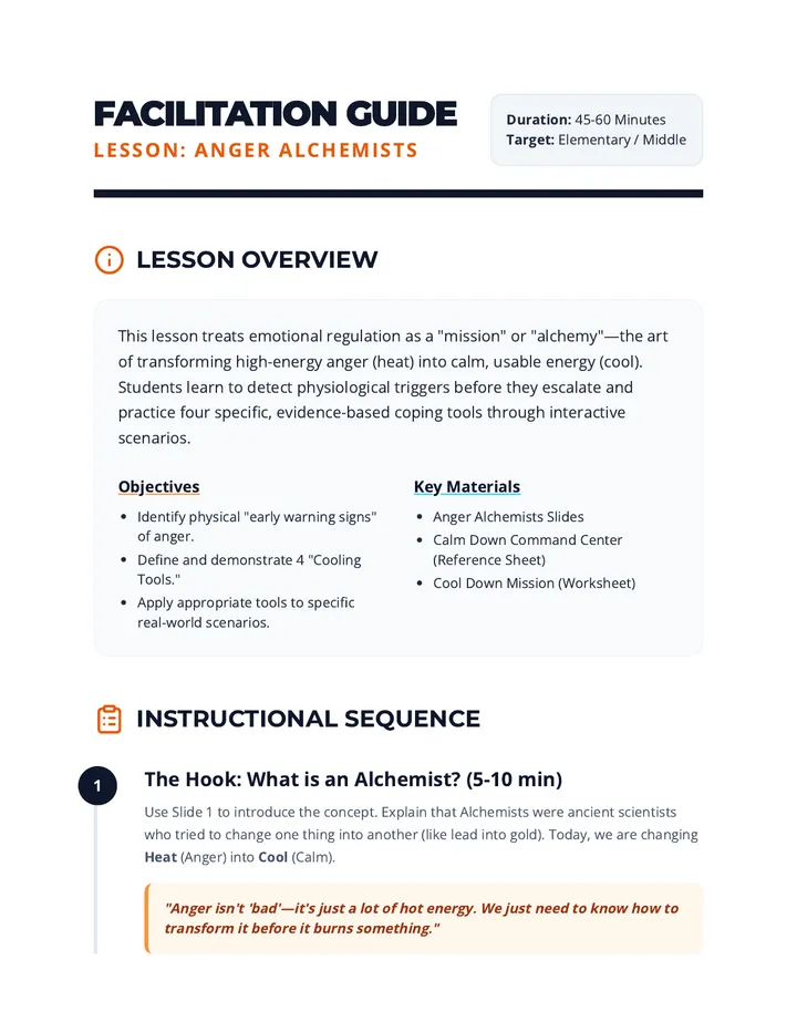 Anger Alchemists Teacher Guide