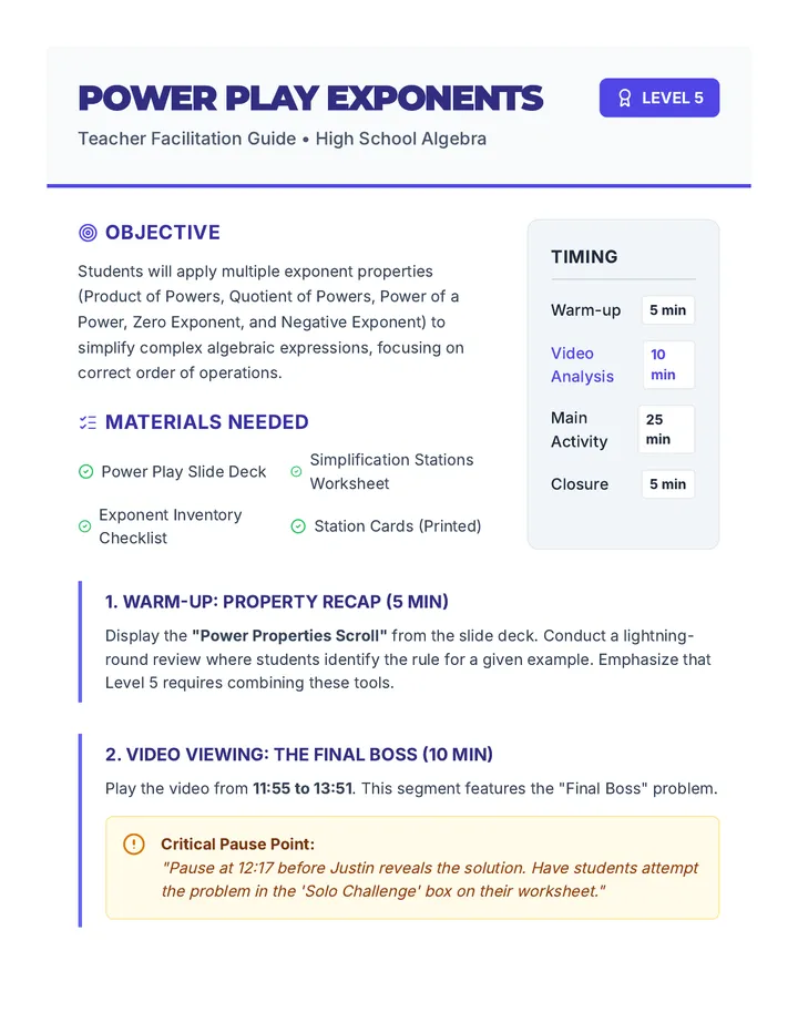 Power Play Teacher Guide
