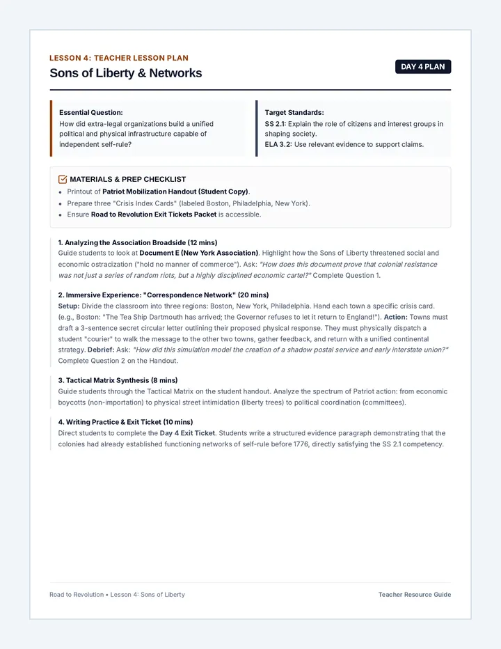 Patriot Mobilization Teacher Guide