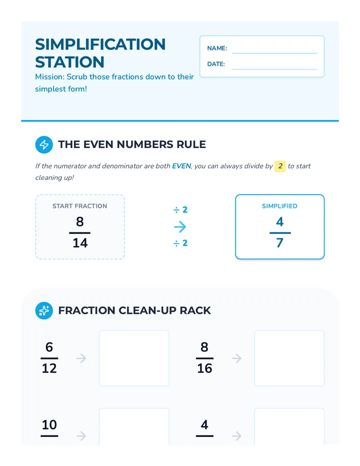 Simplification Station Worksheet