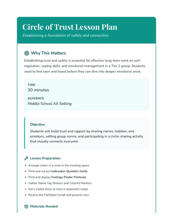 Circle of Trust Lesson Plan